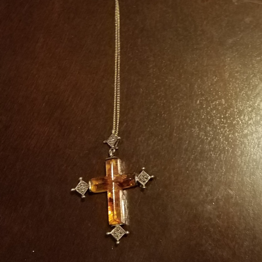 Amber cross necklace